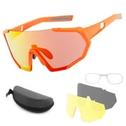 TFixol Cycling Glasses with 2 Interchangeable Lenses UV400 Sports Sunglasses MTB Road Bike Glasses for Men Women Running Driving Fishing Baseball Golf