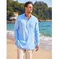 thumbnail image 4 of COOFANDY Mens Cotton Linen Shirts Long Sleeve Collarless Henley Shirts Casual Kurta Indian Shirts with Pocket, 4 of 6