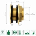 thumbnail image 2 of 3/4 Inch (20/27) High Quality Stainless Steel Brass Bulkhead Fitting + 2x Free Rubber Gaskets, Bulkhead Fitting for Water Faucets, Rain Barrel, Container, IBC Tank, 2 of 5