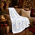 thumbnail image 3 of Blue Bow Floral Autumn Whimsy Girls Bedroom, Playful Botanical Garden Scene, Warm Flannel Blanket for Sunroom and Reading Nook, Garden Lovers Thanksgiving Gift, Playful Home Decor, 3 of 9
