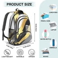thumbnail image 5 of Black White and Gold Marble Backpack for School,Cute School Bag,Schoolbag with Adjustable Shoulder Straps & Padded Back,16.9 Inch, 5 of 5