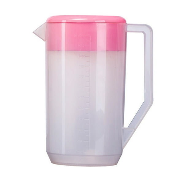 Hervidor medidor con báscula, recipiente para bebidas con tapa, resistente al calor, jarra de plástico para agua fría y jugo (5000 ml, rosa)