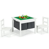Infans 2-in-1 Kids Activity Table & 2 Chairs Set w/Storage Building Block Table
