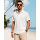 thumbnail image 3 of Camisa J.VER de lino para hombre, manga corta, con botones, color blanco, 4XL, 3 of 5
