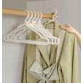 thumbnail image 4 of 10 Pack Plastic Pearl Beaded Bow Clothes Dress Coat Hangers Closet Coat Storage Organizer, 16 Inches Width (Black), 4 of 10