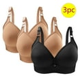thumbnail image 2 of Bigersell Bralette Pack for Women in Clearance 3pc Woman's Solid Color Daily Bra Without Underwire Gathering Bras Padded Bra Style F-1132 Khaki 36/80, 2 of 3
