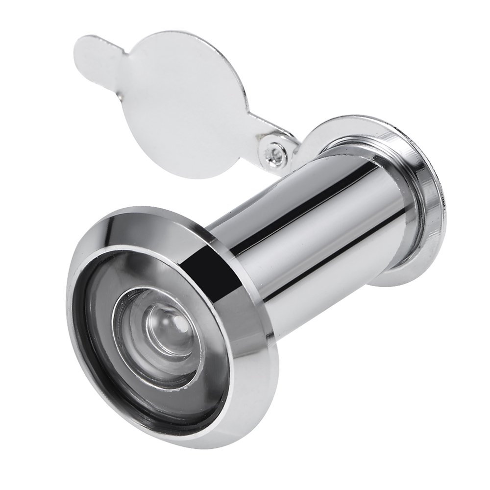 Solid Brass 200degree Door Viewer Peephole w Cover for 37mm55mm Doors, Polished Chrome Finish