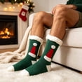 thumbnail image 6 of Lutiedan Christmas Fleece Socks for Men and Women, Fuzzy Non Slip Knit Slipper Socks, Winter Thick Warm Mid Calf Socks,Green1, 6 of 7