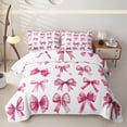thumbnail image 2 of Erosebridal Lovely Coquette Bow-Tie Kids Twin Quilt Set,Cute Pink Bowknot Print Twin Coverlet Set For Girls,2 Pieces, 2 of 7