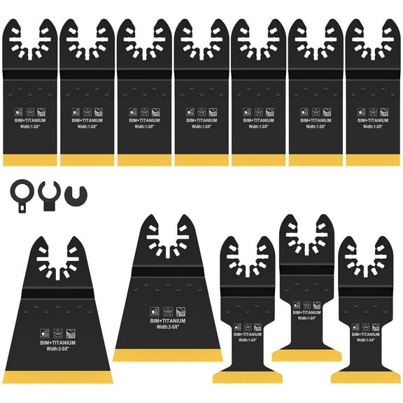 verlacod 12Pcs Oscillating Saw Blades Bi-metal Titanium Coated Multitool Blades