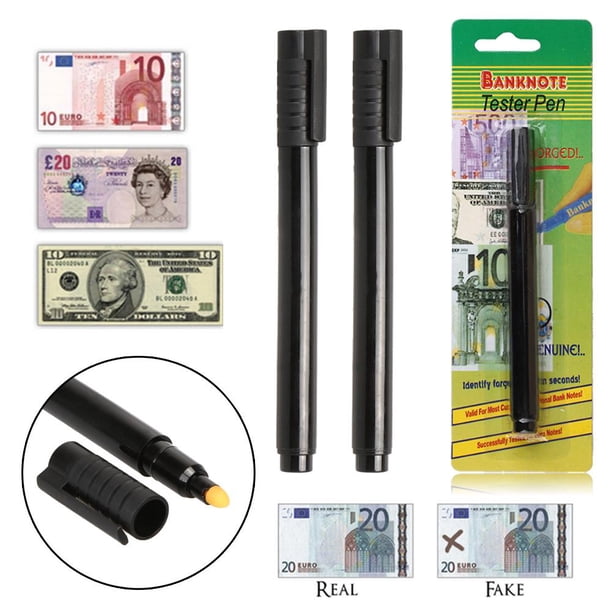 2 uds, comprobador de dinero, Detector de moneda, probador de billetes falsos, bolígrafo para comprobar Ndcxsfigh Para estrenar