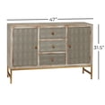 thumbnail image 4 of DecMode 47" x 32" Gray Wood Snakeskin Inspired 2 Door and 3 Drawer Cabinet with Gold Knobs and Washed Brown Frame, 1-Piece, 4 of 15