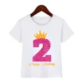 thumbnail image 4 of Camiseta de algodón estampada con número de cumpleaños de corona, regalo de cumpleaños para niños, camiseta para niña, camiseta divertida y linda para bebé, ropa para niños, 4 of 5
