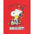thumbnail image 4 of Peanuts Christmas Pajamas Woman's Snoopy Woodstock Merry & Bright Holiday AOP Fleece Pajama Pant 2-Piece Pajama Set, 4 of 7