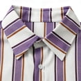 thumbnail image 5 of YUGYXL Men's Knit Shirts Short Sleeve Button Down Shirt Striped Casual Summer Beach Shirts Purple S, 5 of 6