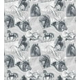 thumbnail image 3 of Grey Duvet Cover Set, Different Kind of Nostalgic Gentle Horses on Calligraphic Vintage Styled Background, Decorative 3 Piece Bedding Set with 2 Pillow Shams, Calking Size, Grey White, by Ambesonne, 3 of 3