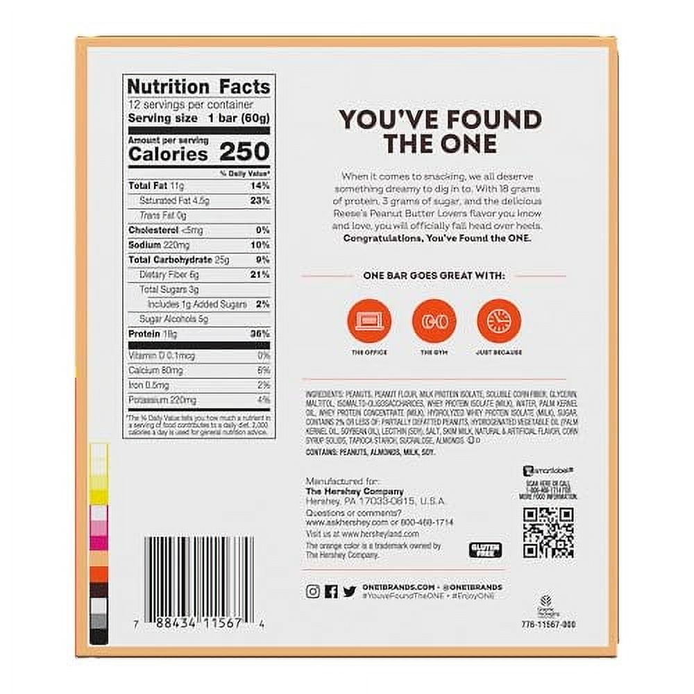 One Reese's Peanut Butter Lovers Protein Bar 12 - 2.12 oz Bars
