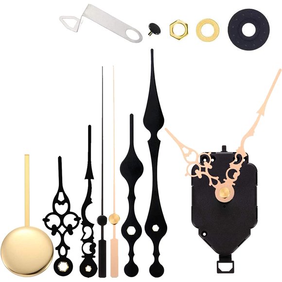 HILLHOME Quartz Pendulum Clock Movement DIY Wall Mechanism Repair Parts Replacement with 3 Different Pairs of Hands, 5/32 Inch Maximum Dial Thickness, 17/32 Inch Total Shaft Length