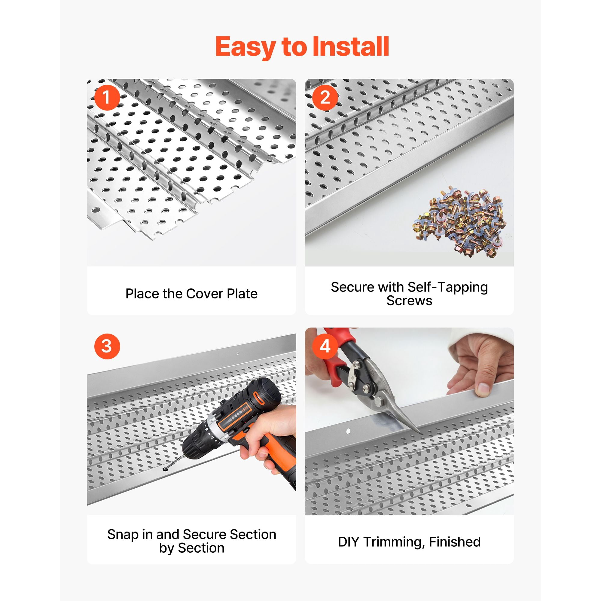Gutter Guard, 5 Inch Aluminum Gutter Cover, 32ft Length, 0.02" Thickness, 4mm Micro Holes, Heavy-Duty, DIY Easy Install, for Leaf & Debris Protection, 8 PCS