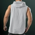 thumbnail image 4 of RYDCOT Men's Workout Quick Drying Hooded Tank Tops Sleeveless Gym Training Hoodies Bodybuilding Muscle Cut off T Shirt Gray, 4 of 6
