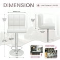 thumbnail image 5 of Homall Bar Stools Set of 2 Modern PU Leather Height Adjustable Hydraulic Kitchen Counter Square Island Swivel Barstool with Back, White, 5 of 8
