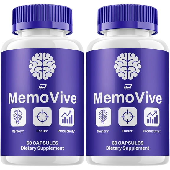 Memo Vive Supplement Capsules – MemoVive Natural Blend Memory Focus Pills, 2 Pack, 120 Capsules