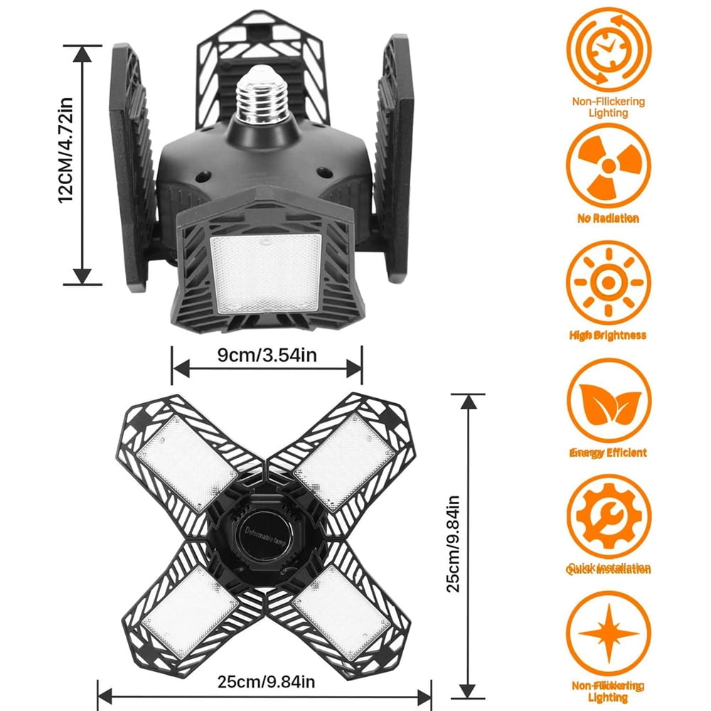 FZFLZDH 150w LED Garage Lights, Upgrade 15000LM Super Bright Deformable New Four Leaf Ceiling Illumination, 6500K Nature Light Trilights Lighting, Commercial Lights(White)