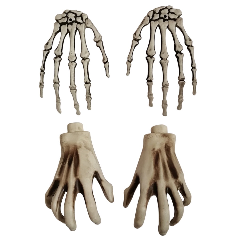 Hemoton 2 Pairs Halloween Skeleton Hands Zombie Arm Stakes Halloween