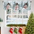 thumbnail image 3 of Christmas Red Snowman Tie Up Valances Curtain, Winter Snow Scene Pine Tree Forest Bird Adjustable Rod Pocket Short Window Treatment Tie Up Curtains Valances for Kitchen Living Room Bathroom 42x18 In, 3 of 9