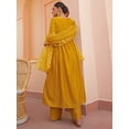 thumbnail image 6 of Janasya Women's Mustard Chanderi Emabellished Dress with Palazzo and Scarf, 6 of 6