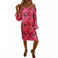 thumbnail image 2 of Gamivast Summer Dress for Women Off The Shoulder Vacation Dress Bell Sleeve Floral Dress Satin Feel Loose Fit Beach Wedding Guest Dresses, 2 of 5
