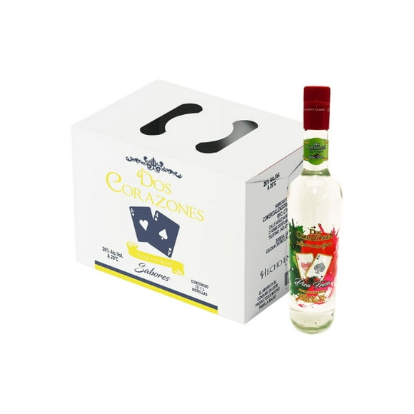 Caja Licor Con Agave Dos Corazones Pica Fresa 1000 Ml Dos Corazones Licor con Agave