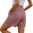 thumbnail image 4 of Siminsem Womens Bermuda Shorts Striped Cotton Blend Knee Length Five Point Pants Summer Vacation Casual High Waisted Elastic Breathable Lounge Travel, Brick Red, S, 4 of 6