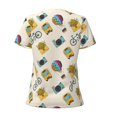 thumbnail image 3 of Goofa Travel Elements Pattern Womens Deep V Neck Low Cut Tops Casual Summer Short Sleeve Ribbed Knit T-Shirts-Medium, 3 of 5