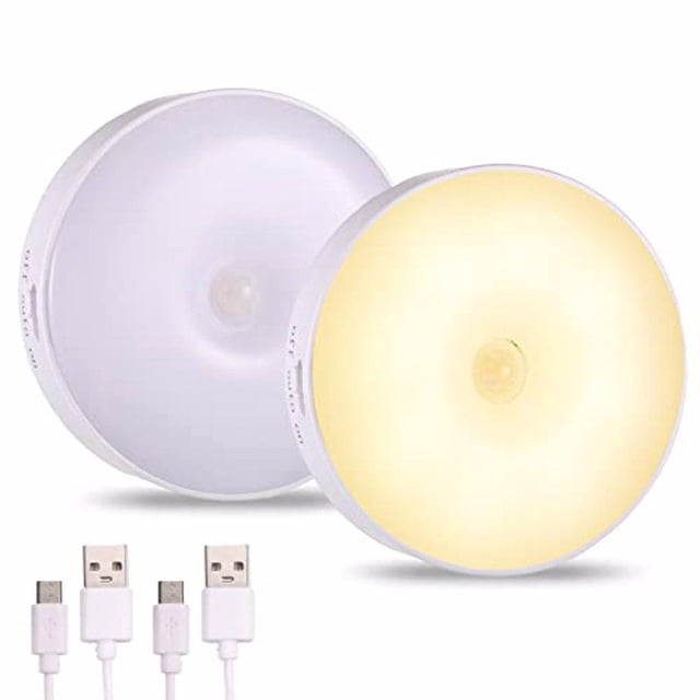 Toystoory 2 unids/set USB luz nocturna recargable con Sensor de movimiento sensible para movimientos sensibles del dormitorio Iluminación y accesorios