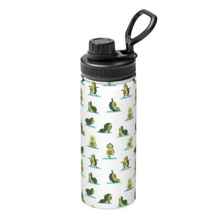 

Uemuo Cute Avocado Yoga 18OZ Insulated Kettle Sports Water Bottle Stainless Steel Kettle Vacuum Insulated Flask Flip Lid Travel Mug