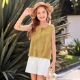 thumbnail image 2 of YunPes Baby Girls Cotton Linen 2 Piece New Born Boy Outfits Sleeveless Tank Tops Elastic Shorts Set Casual Solid Beach Summer Clothes, 2 of 9