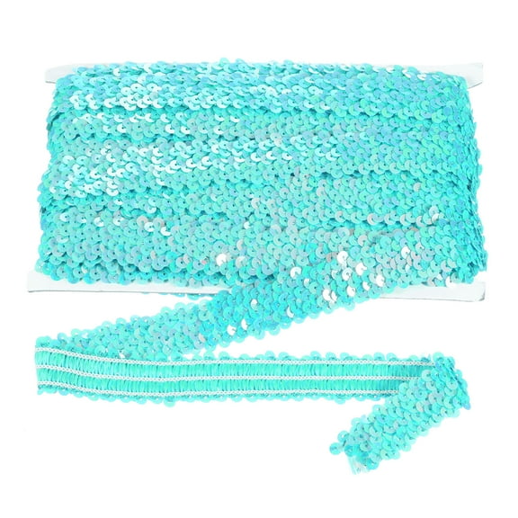 Uxcell 10 Yard x 1.2 Inch Elastic Sequins Trim for DIY Crafts Sewing Dress Sky Blue
