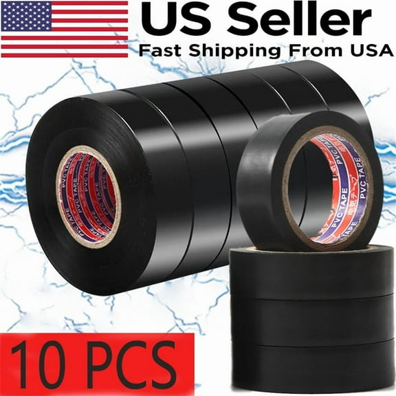 Leopcito 10-Pack Black Electrical Tape Waterproof, 3/4 in x 66ft, High Temp Electrical Tape