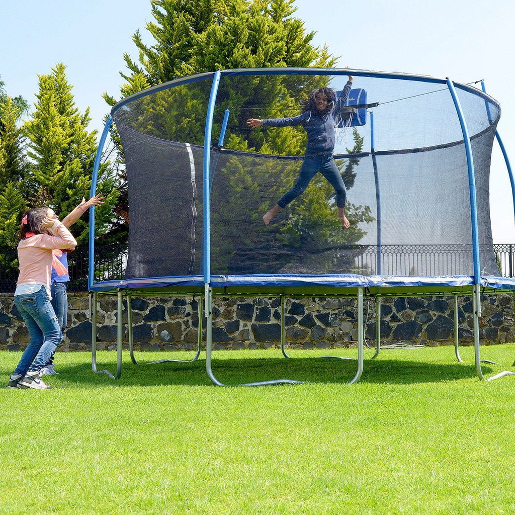 Bounce Pro 15 Steelflex Trampoline With Slama Jama Basketball System Walmart Com Walmart Com