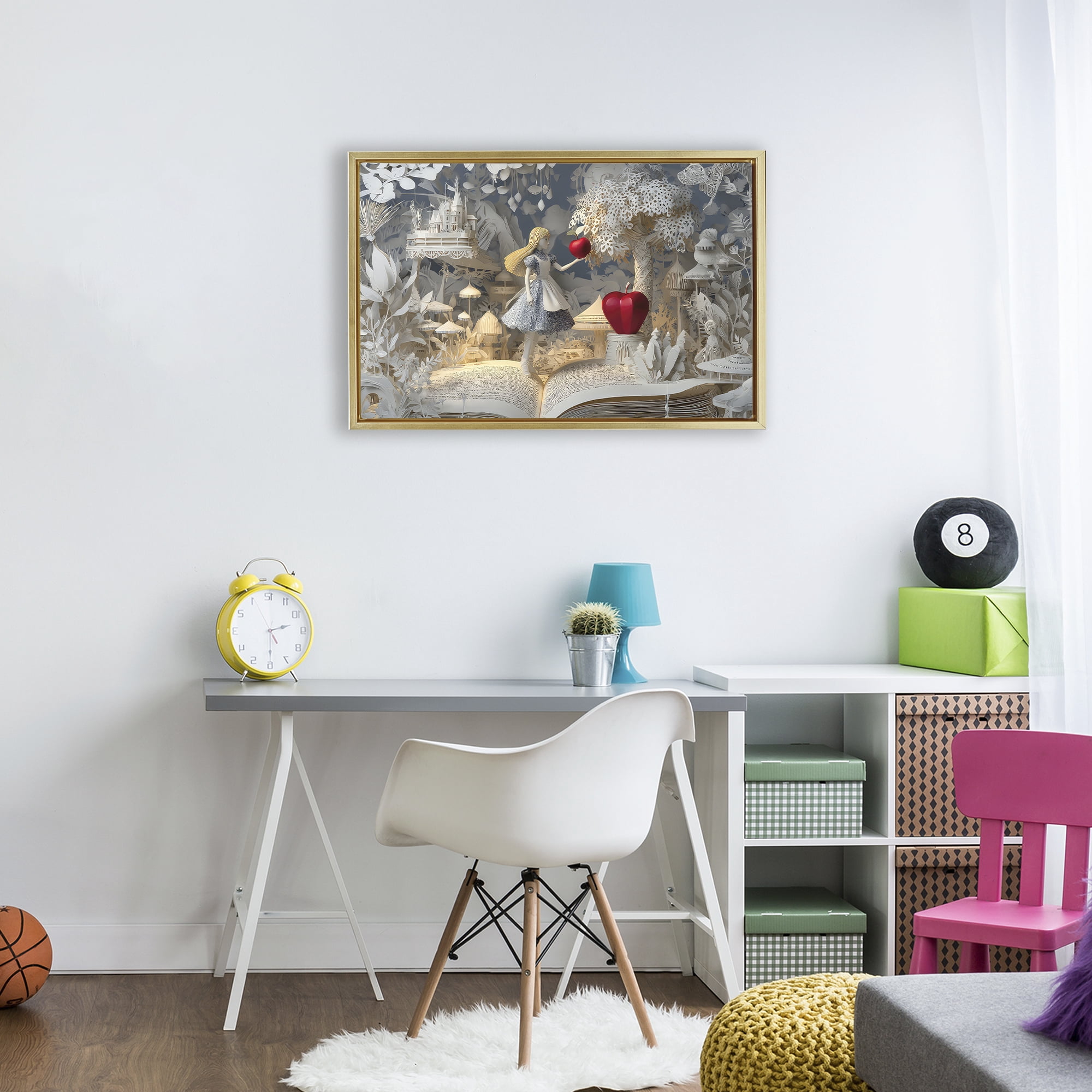 Stupell Industries Fairytale Scene Papercraft Gold Framed Floater Canvas Wall Art, design by The Wands Want