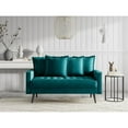 thumbnail image 5 of Pemberly Row 58" Modern Square Arm Velvet Loveseat in Teal/Black, 5 of 5