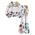 thumbnail image 5 of Grblisyd Back to School Outfits for Girls 2PCS Crew Neck Long Sleeve Top & Flare Pants withCute Stationery Print Casual Girl Clothes, 5 of 7
