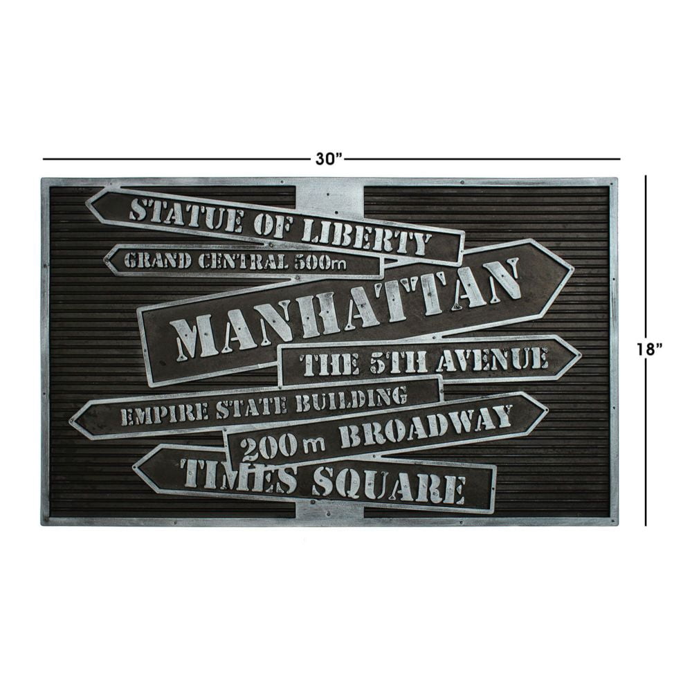 RugSmith Moulded NYC Signs Rubber Coir Outdoor Doormat, 18" x 30"