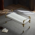 thumbnail image 3 of Acrylic and Gold Stainless Steel Combination Bench for Bedroom or Entryway, Extra Seat for Living Room(Ivory), 3 of 10