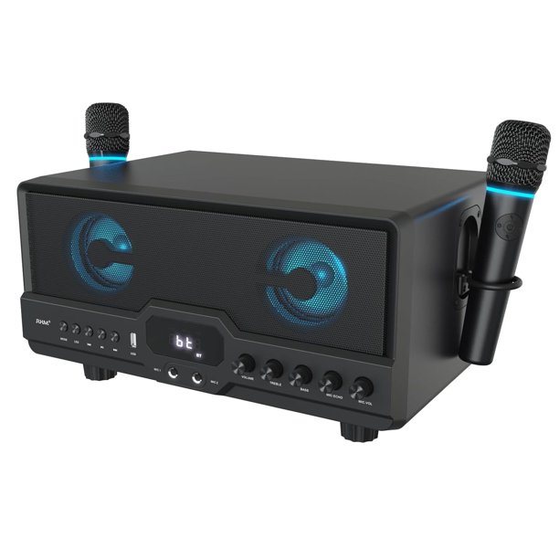 Máquina de karaoke RHM L268 con 4 micrófonos y luces RGB Bluetooth