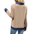 thumbnail image 7 of Wevis Women's Patch Denim Collar Knit Sweater Button Down Long Sleeve Autumn Blouse Casual Layered Look Fall Pullover Tops, 7 of 7