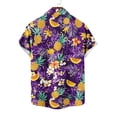 thumbnail image 6 of Fnnxeal Mens Hawaiian Shirt Pineapple Print Tropical Short Sleeve Casual Button Down Stretch Fabric Beach Vacation Tops Purple S-5XL,Size 5XL, 6 of 6