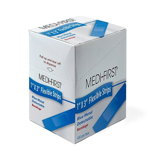 Medi-First Strip Bandages,Metal Detect,1"x3",PK100 68033