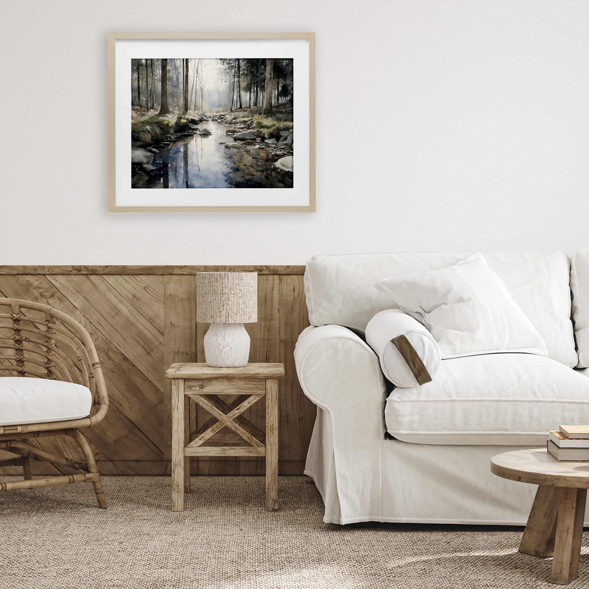 Stupell Industries Rock Creek in Morning Mist Birch Framed Print Under Glass, design by Franklyn Gregory